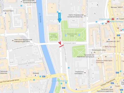 Видеоборд A у Харкові, 3,1х2,2  Клочківська вул. - Соборний узвіз, у центр (Павлівська Площа, Полтавський Шлях, Харківська набережна) - 457674 схема