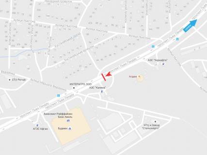 Билборд B в Харькове, 3х6  просп. Льва Ландау (50-річчя СРСР), 43, з центру схема