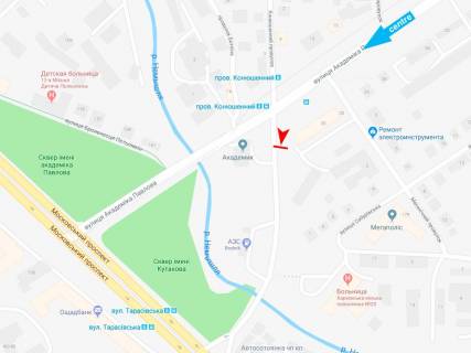 Билборд B в Харькове, 3х6  Академіка Павлова вул., 20, в центр  (пров. Конюшенний) схема
