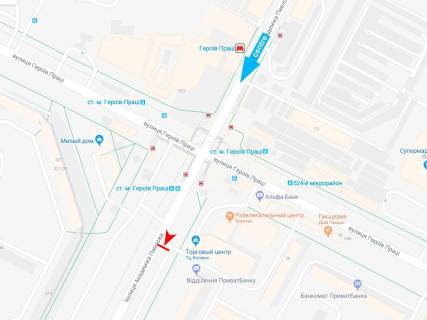 Билборд B в Харькове, 3х6  Академіка Павлова вул., 144-Б, в центр (ТЦ Космос) схема