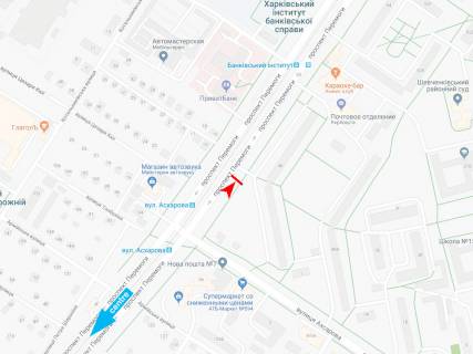 Билборд A в Харькове, 3х6  Перемоги пр-т, 48, з центру схема