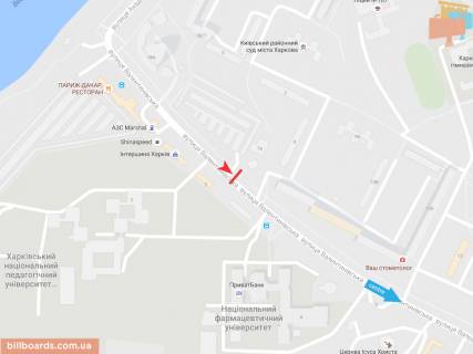 Білборд, Бігборд (Борд)  B у Запоріжжі Валентиновская ул., 5, из центра схема