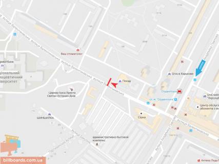 Білборд, Бігборд (Борд)  A у Запоріжжі Валентиновская ул.,15, в центр схема
