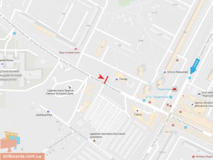 Білборд, Бігборд (Борд)  B у Запоріжжі Валентиновская ул.,15, из центра схема