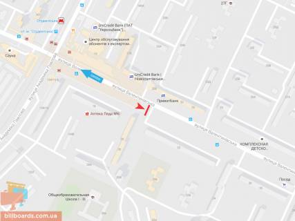 Билборд A в Запорожье Валентиновская ул., 20, из центра схема