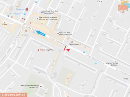 Билборд B в Запорожье Валентиновская ул., 20, в центр схема