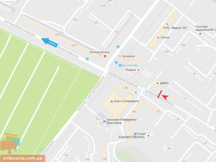 Билборд A в Запорожье Валентиновская ул., 38а - Тракторостроителей пр-т, в центр схема