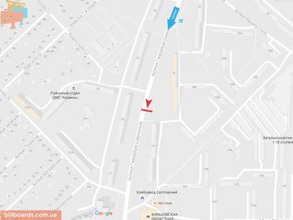 Билборд B в Запорожье Гвардейцев Широнинцев ул., 18, в центр схема
