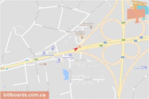 Билборд B в Запорожье Полтавский шлях  ул.- шоссе Полтавское, 212-а, в центр схема