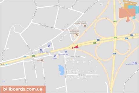 Билборд B в Запорожье Полтавский шлях ул. - Окружная ул., из центра схема