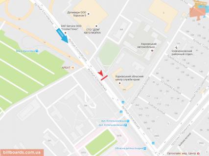 Билборд B в Запорожье Клочковская ул., 366, в центр схема