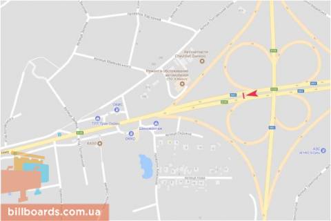 Билборд B в Запорожье Полтавский шлях ул. - Окружная дорога (2), из центра схема