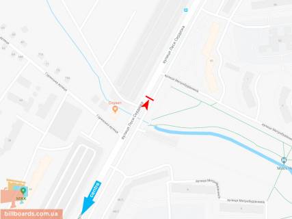 Billboard A in Zaporizhzhya Lesa Serduka st., 50, iz centra (st.Metrostroitelej) scheme