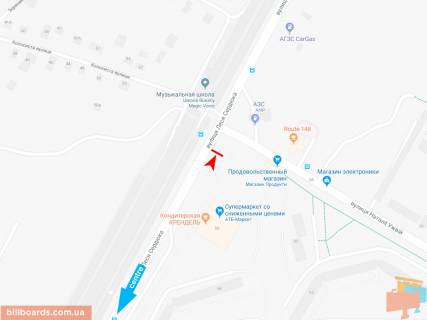 Билборд A в Запорожье Леся Сердюка ул., 58 - Ужвий Натальи ул., из центра схема