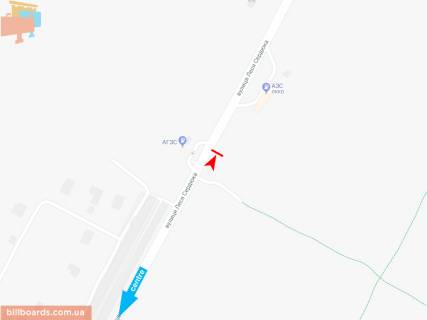 Билборд A в Запорожье Леся Сердюка ул., 68 (напротив АГЗС), из центра схема