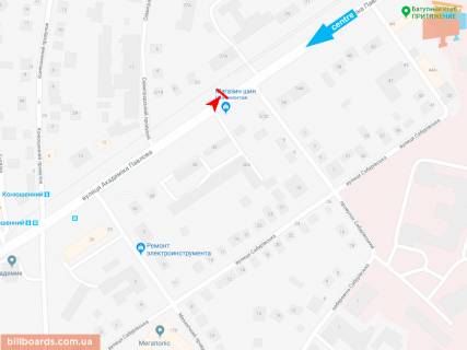 Билборд B в Запорожье Івана Сошенка (Академіка Павлова) ул., 27-А, из центра схема