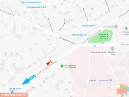 Билборд B в Запорожье Івана Сошенка (Академіка Павлова) ул., 39-А, из центра (15-я больница) схема