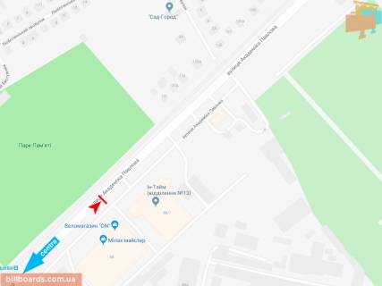 Билборд A в Запорожье Івана Сошенка (Академіка Павлова) ул., 88 (2), из центра (парк Памяти) схема