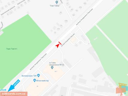 Билборд A в Запорожье Івана Сошенка (Академіка Павлова) ул., 88 (3), из центра (парк Памяти) схема