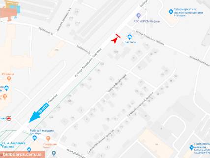 Билборд A в Запорожье Івана Сошенка (Академіка Павлова) ул. - Владислава Зубенко ул., из центра схема