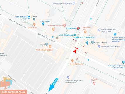 Бэклайт A в Запорожье Івана Сошенка (Академіка Павлова) ул. - Валентиновская ул, из центра схема