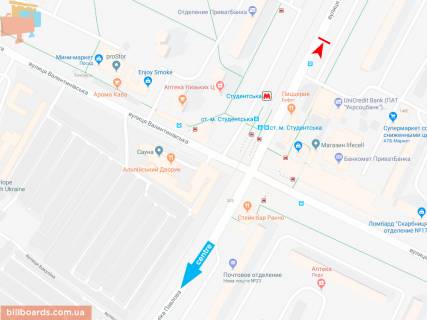 Билборд A в Запорожье Івана Сошенка (Академіка Павлова) ул., 140 (1), из центра (ст.м. Студенческая) схема