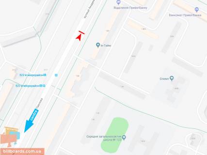 Билборд A в Запорожье Івана Сошенка (Академіка Павлова) ул., 148, из центра схема