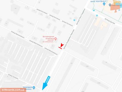 Билборд A в Запорожье Івана Сошенка (Академіка Павлова) ул., 327, в центр схема