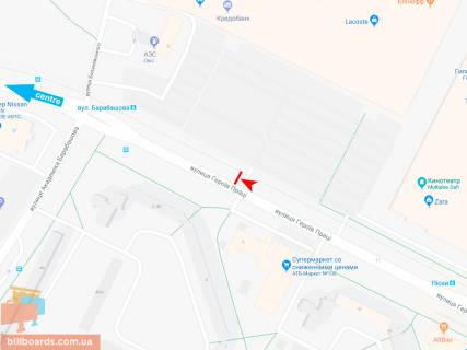 Билборд A в Запорожье Героев Труда ул., 7 (2), в центр (VIP) (Караван) схема