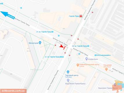 Бэклайт A в Запорожье Героев Труда ул. - Івана Сошенка (Академіка Павлова) ул., из центра схема