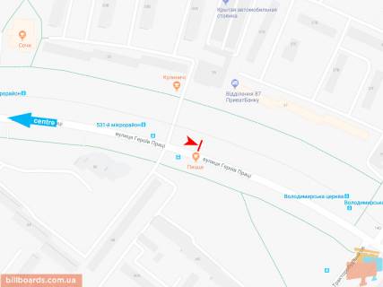 Билборд B в Запорожье Героев Труда ул., 35, из центра схема