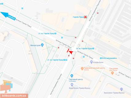 Бэклайт B в Запорожье Героев Труда ул. - Івана Сошенка (Академіка Павлова) ул., в центр схема