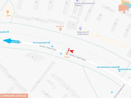 Білборд, Бігборд (Борд)  A у Запоріжжі Героев Труда ул., 35, в центр схема