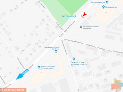 Билборд B в Запорожье Івана Сошенка (Академіка Павлова) ул., 88 (1), в центр (ост.Камышева) схема