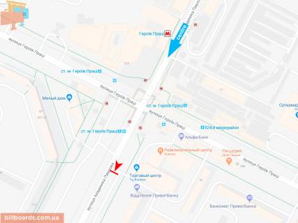 Билборд B в Запорожье Івана Сошенка (Академіка Павлова) ул., 144-Б, в центр (ТЦ Космос) схема