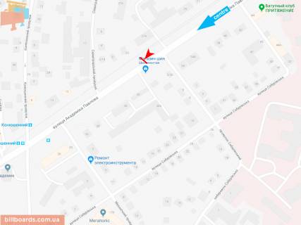 Билборд A в Запорожье Івана Сошенка (Академіка Павлова) ул., 27-А, в центр схема