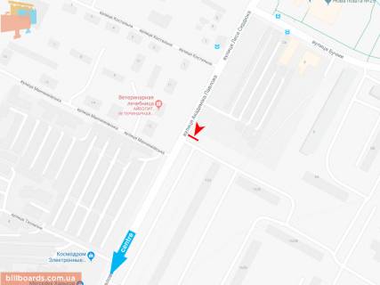 Билборд B в Запорожье Івана Сошенка (Академіка Павлова) ул., 164, в центр схема