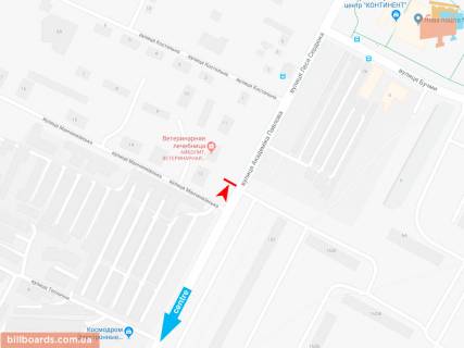 Билборд B в Запорожье Івана Сошенка (Академіка Павлова) ул., 327, из центра схема