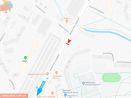 Билборд B в Запорожье Леся Сердюка ул., 48/2, в центр (МЖК Интернационалист) схема
