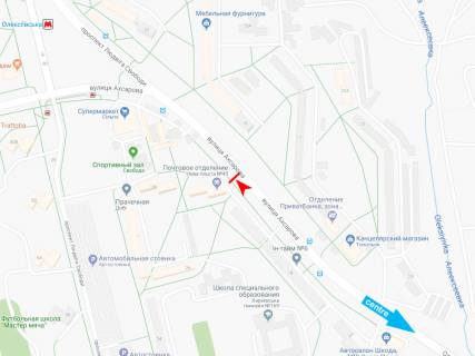 Билборд B в Харькове, 3х6  Ахсарова вул., 16, з центру схема