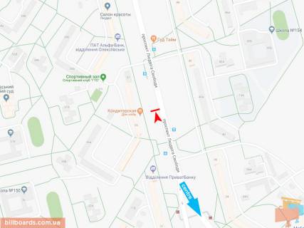 Билборд B в Харькове, 3х6  Людвіга Свободи пр-т, 35, з центру схема