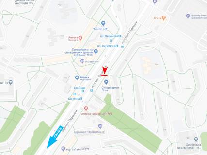 Білборд, Бігборд (Борд)  B у Харкові, 3х6  Перемоги пр-т, 76 (1) , в центр схема
