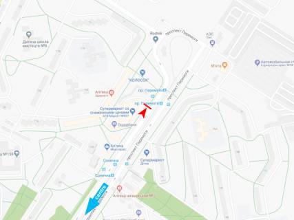 Білборд, Бігборд (Борд)  B у Харкові, 3х6  Перемоги пр-т, 75-А, з центру схема