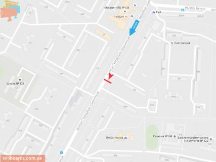 Билборд B в Запорожье Гвардейцев Широнинцев ул., 58, в центр схема