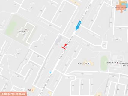 Билборд A в Запорожье Гвардейцев Широнинцев ул., 77, в центр схема