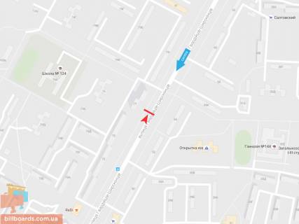 Билборд B в Запорожье Гвардейцев Широнинцев ул., 77, из центра схема