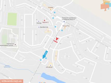Билборд B в Запорожье Гвардейцев Широнинцев кл., 108, в центр схема