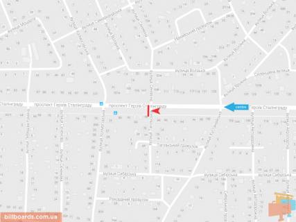 Билборд B в Запорожье Героев Сталинграда пр-т - Тагильская ул., в центр схема
