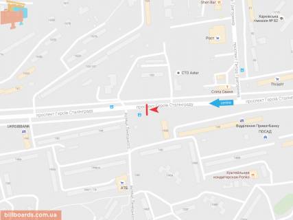 Билборд B в Запорожье Героев Сталинграда пр-т, 146б, в центр схема