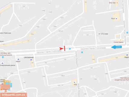 Билборд B в Запорожье Героев Сталинграда пр-т,165, из центра схема